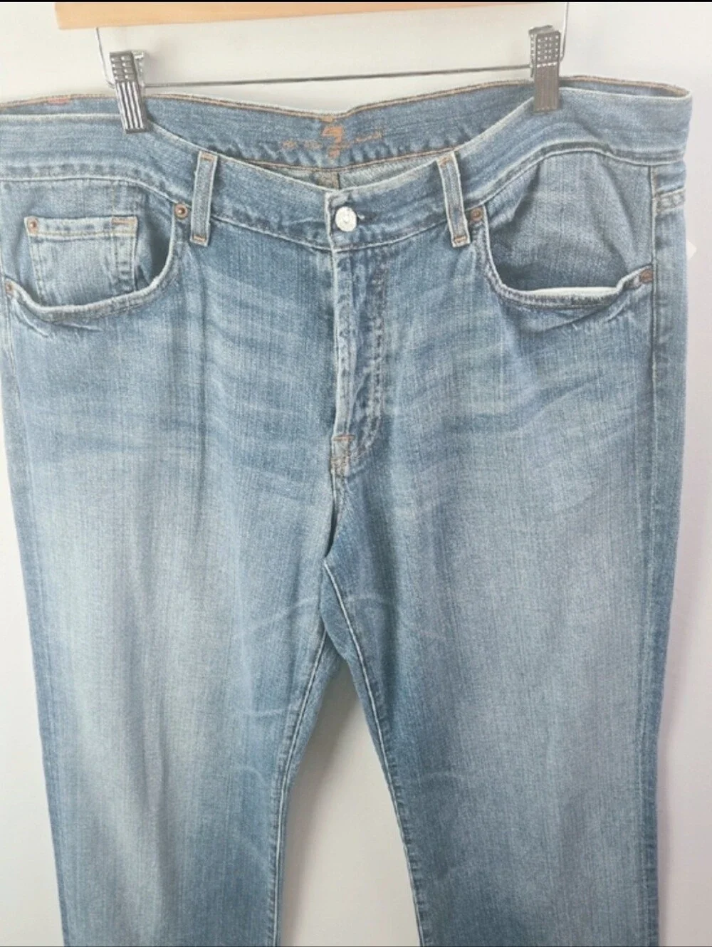7 For All Kinds Men’s Relaxed Straight Leg Fit Jeans Sz 38 Washed Blue Casual